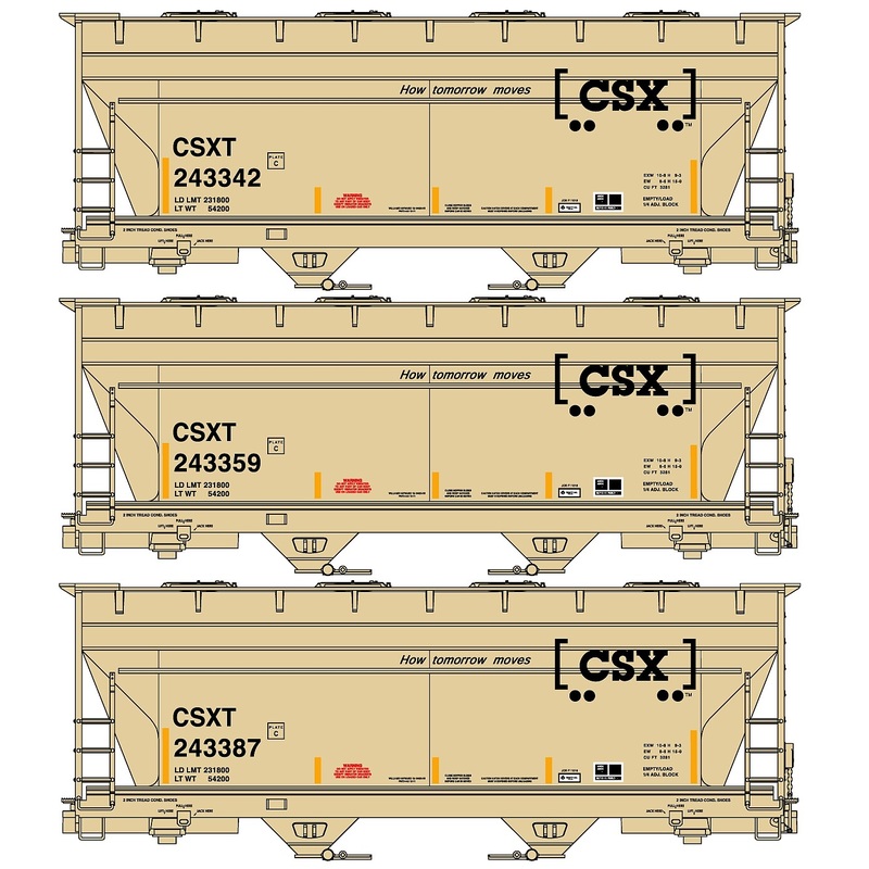 HO ACF 2 Bay CV Hopper CSX 3 Car Set