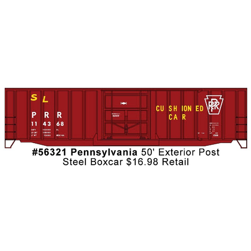 50′ Exterior-Post Plug-Door Boxcar Kit PRR #114368