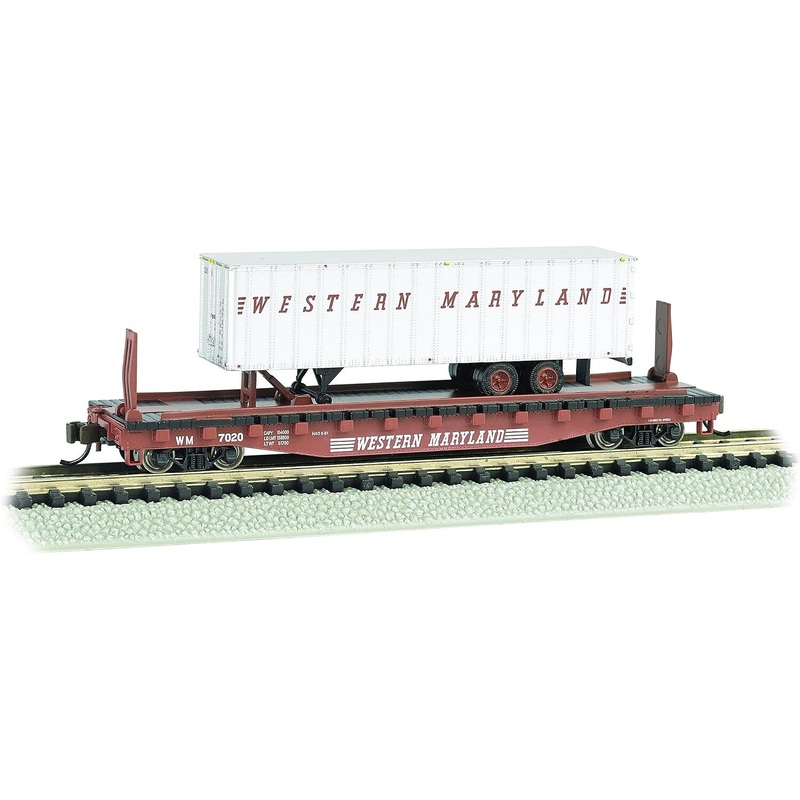 52’6′ Flatcar with piggy Western Maryland